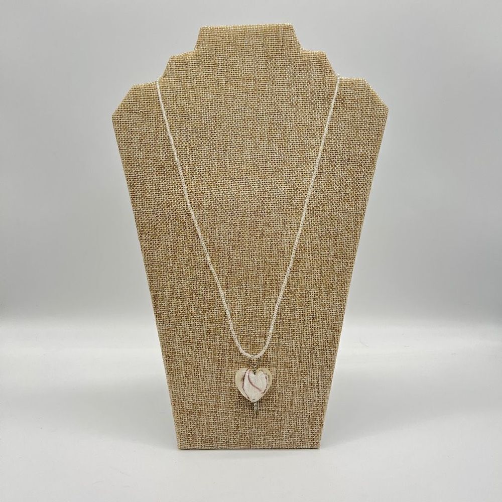 Diochroc Glass Heart and Glass Bead Necklace in Silver and Copper